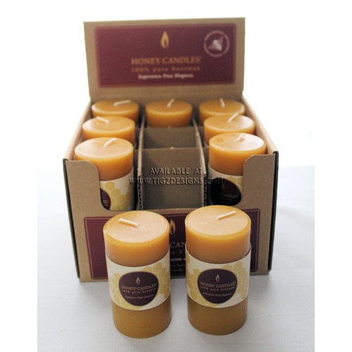 Honey Candles - Small Round Pillar Candle 3"h x 2"d